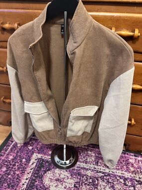 SHEIN Brown and Cream Utility Jacket